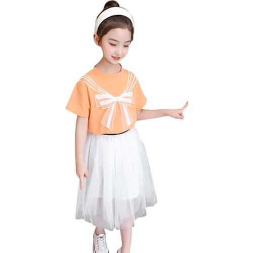 Girls Clothes Tshirt + Skirt Childrens Clothes For Girls Floral Pattern Girl Clothing Casual Style Tracksuit Kids 6 8 10 12 14