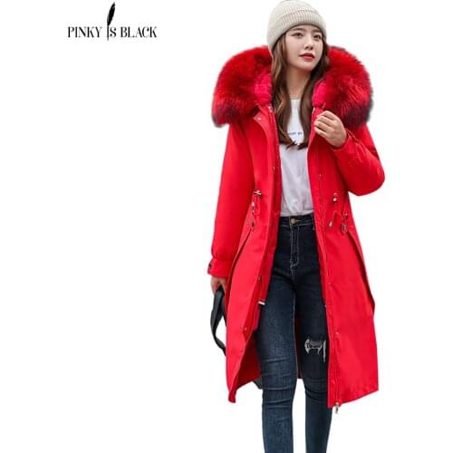 PinkyIsBlack New 2021 Women Long Jacket Winter Thick Hooded Cotton Padded Coats Female Loose Fur Liner Parkas Ladies Winter Coat
