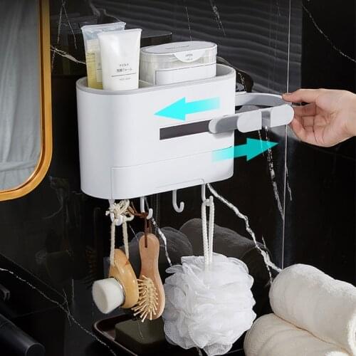 Plastic Free Punching Hair Dryer Rack Wall Mount Hair Dryer Holder Rack Hanging Bathroom Storage Rack Makeup Organizer