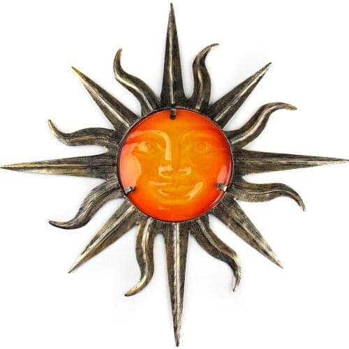 Luxury AnimalGarden Metal Sun Wall Decoration with Glass for Garden Ornaments and Yard Decoration Miniatures Statues