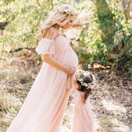 Sexy Lace Maternity Wedding Dress Pregnancy Women Maxi Gown Pregnant Baby Shower Photo Shoot Photography Props Clothing Summer