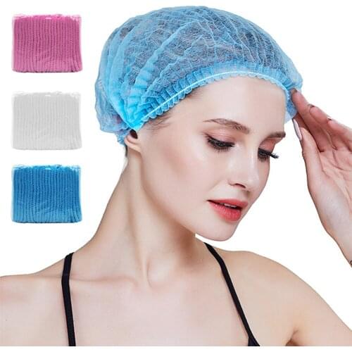 100pcs Disposable Pleated Elastic Mesh Shape Non-woven Bath Hat For Eyelash Extension Clear Waterproof Hair Hat Shower Cap