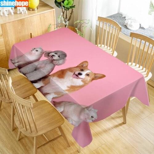 Custom Welsh Corgi Table Cloth Oxford Print Rectangular Waterproof Oilproof Animals Table Cover Wedding Tablecloth