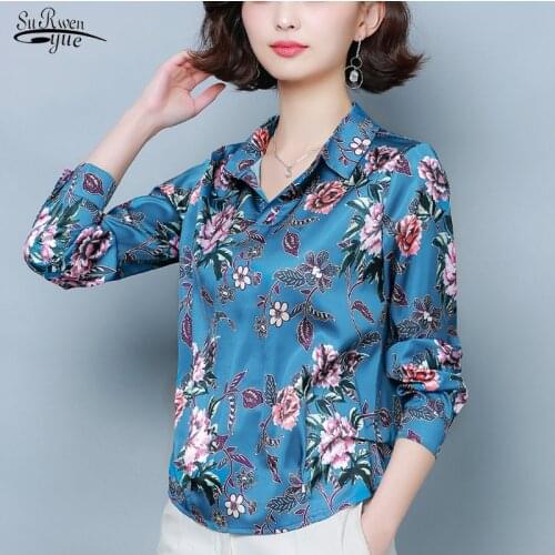 2020 New Long Sleeve Floral Women Blouse Casual V Neck Print Pullover Ladies Tops Plus Size Women Shirts Blusas Mujer 8335 50