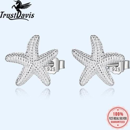 Trusta 2019 100% 925 Sterling Silver Star Starfish Stud Earrings Womens Fashion Jewelry 925 Factory Wholesale Lots DS495