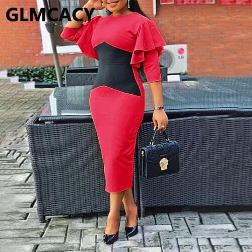 Women O Neck Bodycon Midi Dress Elegant Office Ladies Wear To Work Dress Evening Party Classy Dess