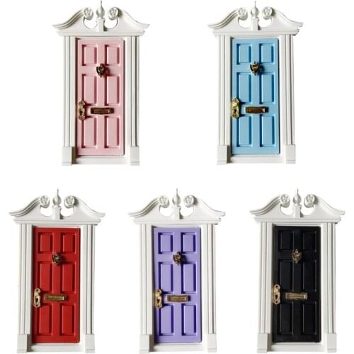 1:12 Dollhouse miniature teeth Fairy Door Light Pink Outside open Dolls Parts Fashion Gift 3 Style Hardware accessories