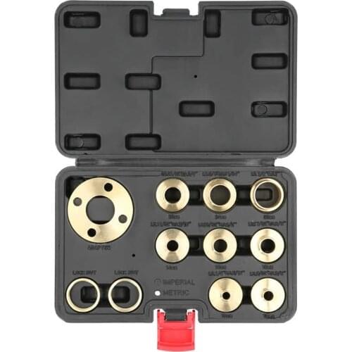 11Pcs/Set Metric Premium Router Guidebush Set Brass Template Router Guides Kit with Lock Nut Adapter Guide Bushing Kit