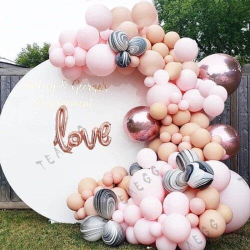 144Pcs Rose Gold Foil Balloon Arch Garland Macaroon Pink Agate Balloon Accessories Wedding Birthday Party Decoration Supplies