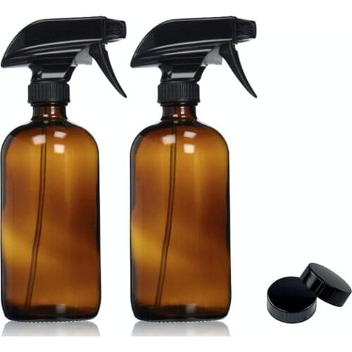 Free Shipping 2 Pack 500ml Empty Amber Glass Spray Bottles 16oz Refillable Container for Essential Oils, Cleaning,Aromatherapy