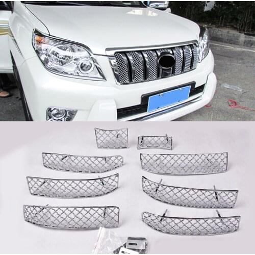 8PCS stainless steel Car Insect Screening Mesh Front Grille For Toyota Land Cruiser Prado FJ150 Accessories 2010-2013 Years