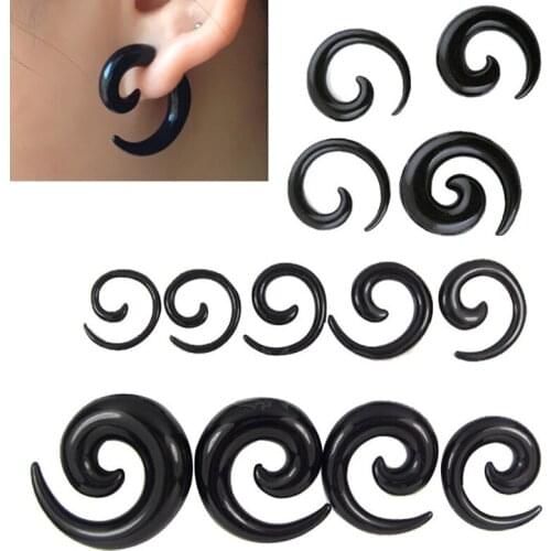 Acrylic large size black snail ear expansion ear tip pointed cone vortex auricle hypoallergenic puncture jewelry