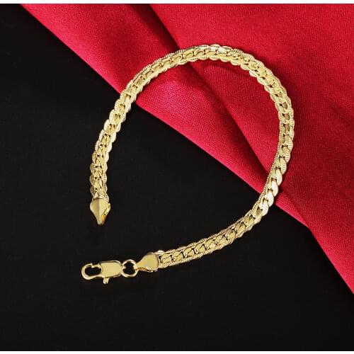 Hot classic 5MM Chain 18K gold 925 Sterling Silver Bracelet for Women men Fashion Wedding Party Holiday gift fine luxury Jewelry