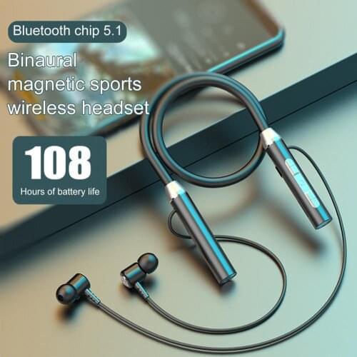 BT63 Hanging Neck Earphones Bluetooth Wireless Headphone Stereo Bass With TF Card Slot Magnetic Earset Earbuds