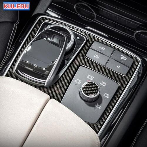 Carbon Fiber Central Control Multimedia Plane Stickers Trim Covers LHD RHD Car Styling For Mercedes GLE GLS M Class interior