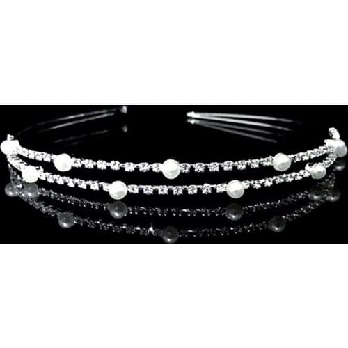 Childrens Rhinestone Hair Band Shiny Pearl Crown Cute Hair Band 180419-10