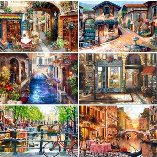 DIY Diamond Painting City Landscape Cross Stitch Mosaic Diamond Embroidery Scenery Full Square Picture of Rhinestone Home Decor