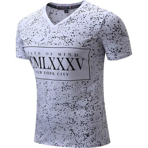 New Arrival Men T-shirt Mens Short Sleeve Tee Full Polka Dot Printing V-neck T Shirt Cotton Flexible Tops Plus Size Tshirt Male