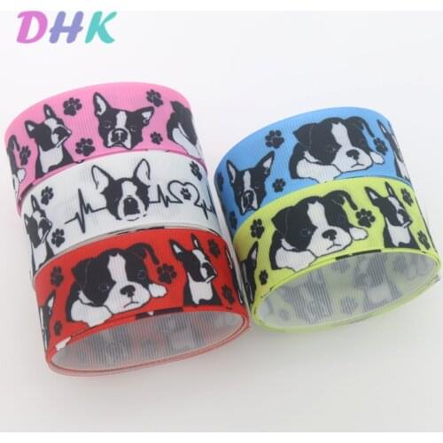 DHK 7/8'' 5yards dog Printed Grosgrain Ribbon Accessory Hairbow Headwear Decoration DIY Wholesale OEM E1826
