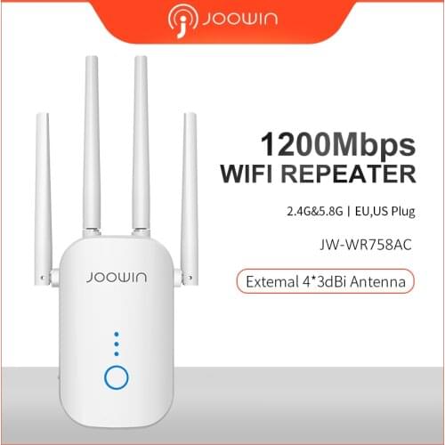 Joowin AC1200 2.4G&5.8G DUAL band 1200Mbps Wifi Repeater Wifi Extender repetidor with 4 external antennas Long range JW-WR758AC
