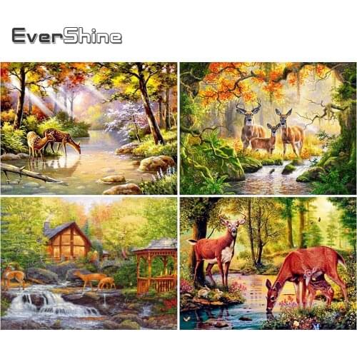EverShine Diamond Painting 5D Animal Diamond Embroidery Full Drill Square Deer Rhinestones Forest Picture Mosaic Handmade Hobby
