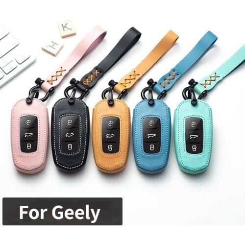 Leather car key case key cover For Geely Atlas SUV Boyue borui Coolray Emgrand NL3 EX7 X7 EC7 GX7 EC715 RV EC718 GT GE SC6 GC9