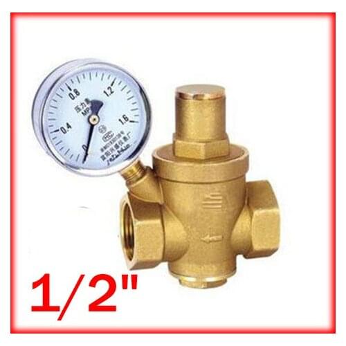 1/2" Brass DN15 water pressure regulator (prv) with Pressure Gauge,pressure maintaining valve,Tap water pressure reducing valve