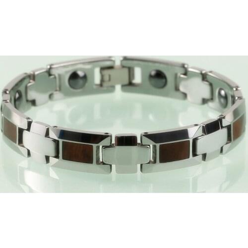 2018 New Arrival 10mm Width Mens Wood Tungsten Bracelets & Bangles with Magnetic Stones Male Health Care Accessories Jewelry