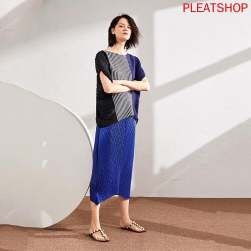 2020 New Summer Two Piece Set Skirt Plus Size Stripes Stitching Chiffon Shirt Skirt Fashion Casual Suit Female Top and Skirts