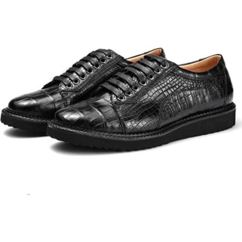 Sanpijiang new crocodile Leather shoes business Genuine leather Mens shoes crocodile shoes new male Casual shoes