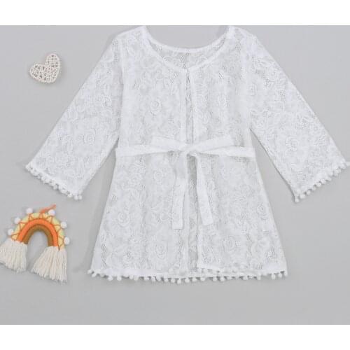 0-5Y Baby Girls Bikini Cover-up 2021 Summer Lace Tassel Kids Beach Dress Kimono Swimsuits Bikini Cover Ups Toddler Sundress