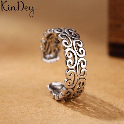 Punk Fancy Silver Color Hollow Pattern Rings for Women Men Large Adjustable Size Rings aneis