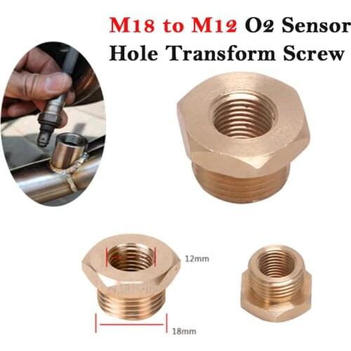 M18 to M12 O2 Sensor Hole Transform Screw Motorcycle Exhaust System Escape Link Pipe Oxygen O2 Sensor Screws Adapter 18mm-12mm
