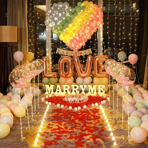Proposal props romantic surprise scene creative arrangement supplies letter lamp to express artifact indoor Valentines day