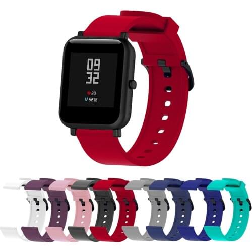 20mm Silicone Strap For Xiaomi Huami Amazfit Bip Smart band Bracelet for Amazfit Bip Strap Replacement Belt Accessories