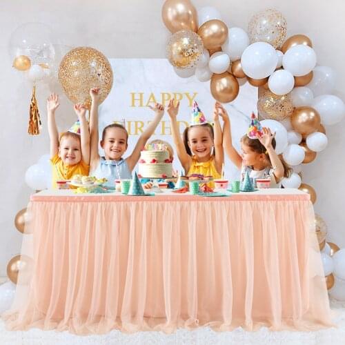 Rose Gold Champagne Tulle Tutu Tableskirt For Wedding Birthday Baby Shower Decoration Party Decor Hotel Tablecloth Home Textile