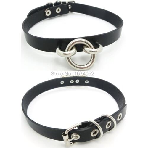 Sexy Punk Girl Kawaii 100% Handmade Harajuku Real Leahter O Round Choker Collar Necklace