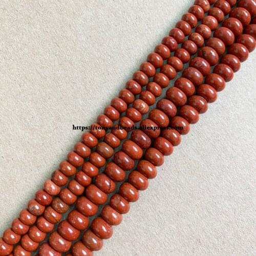2lots more 10% off ! Natural Stone Smooth Rondelle Red Jasper 7" Loose Beads 4X6 5X8mm Pick Size For Jewelry Making DIY