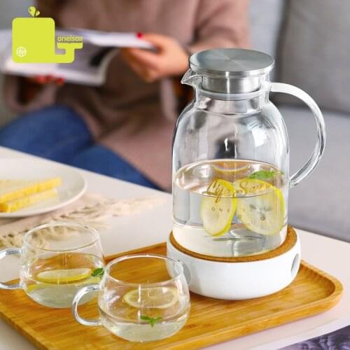 1.8/2.2L Large Capacity Glass Water Bottle Portable Drinking Bottle For Water With Handgrid Healthy BPA Free Stainless Steel Lid