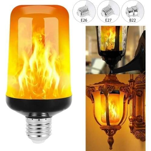 LED Flame Effect Light Bulb 4 Modes Flickering Emulation Home Garden Lamp Christmas Halloween Decor Light E27 Flame Bulbs Lights
