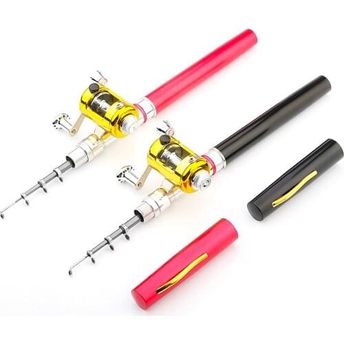Mini Telescopic Fishing Rod And Reel Combo Set High Sensitivity Portable Aluminum Alloy Pocket Pen Fishing Rod With Drum Reel