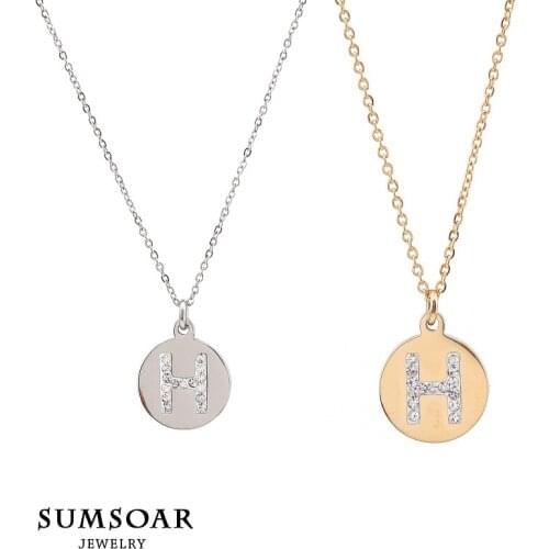 Top Fashion Stainless Steel Tiny Initial Letter H Personalization Charm Pendant Necklace Set for Women Gift