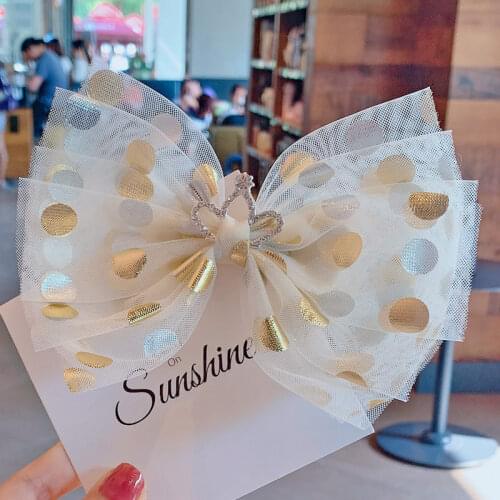 Handmade Dot Mesh Hair Bows Soft Girls Heart Sweet Hair Clips Crown Princess Hairpin Hairgrips Barrettes Kids Hair Accessories