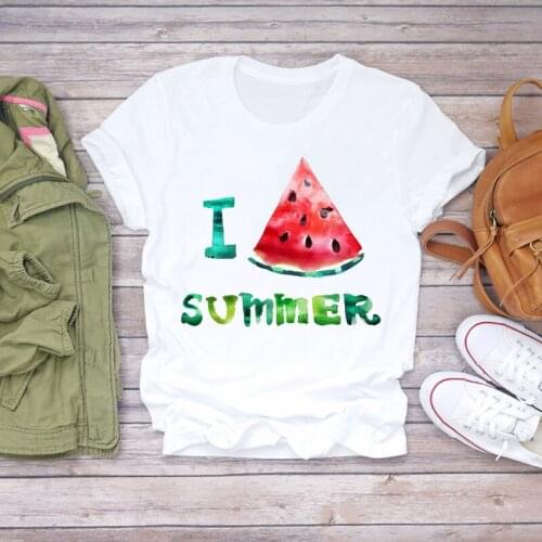 Women 2021 Summer Watermelon Sweet Print Cute Fruit Camisas Shirt Ladies Womens T-shirts Top T Graphic Female Tee T-Shirt