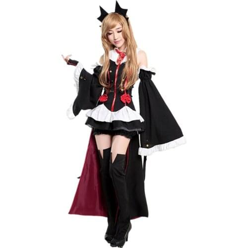Brdwn Seraph of the end Womens Krul Tepes Cosplay Costumes Vampire Lolita Gothic Queen Dress