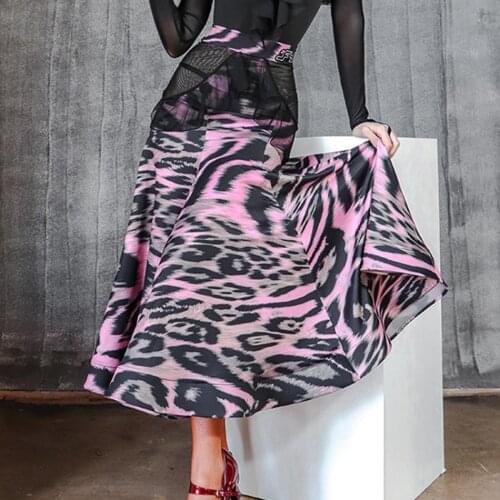 2021 New LP561 Latin Dance Dress Women Skirt Leopard Floral Long Dancing Dresses Latin Dance Costume Latina Dress