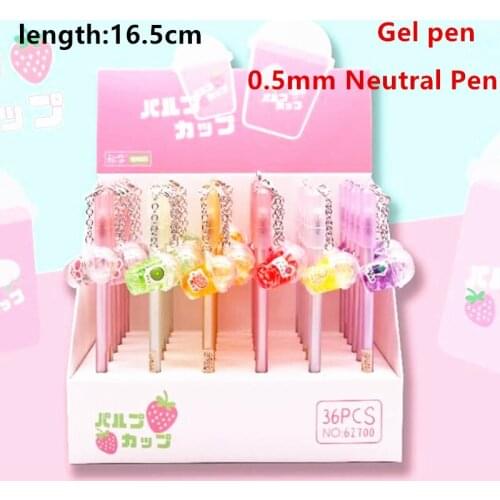 1-2pcs Cute Fruit Drinks Design Gel Pen Kawaii 0.5mm Neutral Pen Office Writing Tools Needle Pens Japanese Stationery Kids Gift