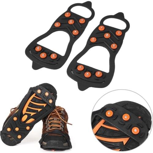 1Pair 8 Studs Anti-Skid Ice Snow Shoe Spiked Climbing Grips Cleat Crampons Climbing Camping Anti Slip Shoes Cover M-XL