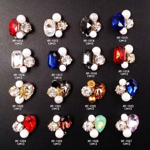 10pcs/lot, Alloy Nail Art 3d Flat Back Flowers Diamonds Pearl Jewelry Rhinestones Nail Tips Decorations