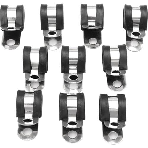 10x Stainless Steel Insulated EPDM Rubber Lined 13mm 1/2" Dia P Clips Pipe Cable Wire Clamp P Type Marine Grade